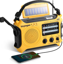 Load image into Gallery viewer, Compact Yellow Solar Power Dynamo Radio with Reading Lamp &amp; Mobile Charger