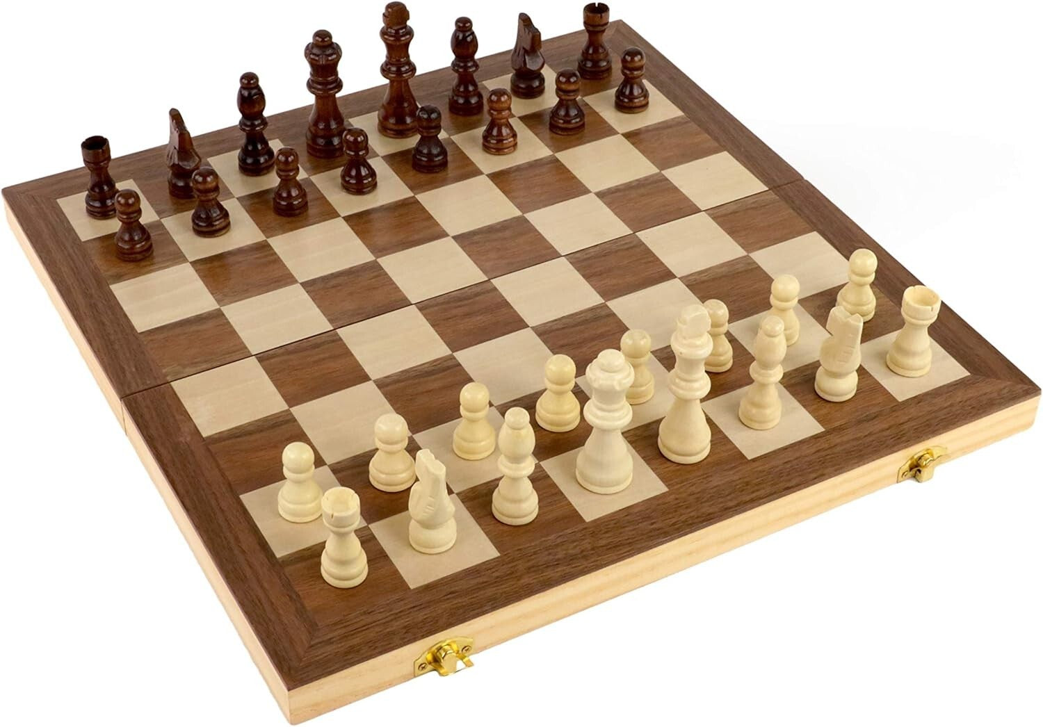 Artisan Wooden Chess Set with 15 x 15 Folding Board - Perfect Family Game Night