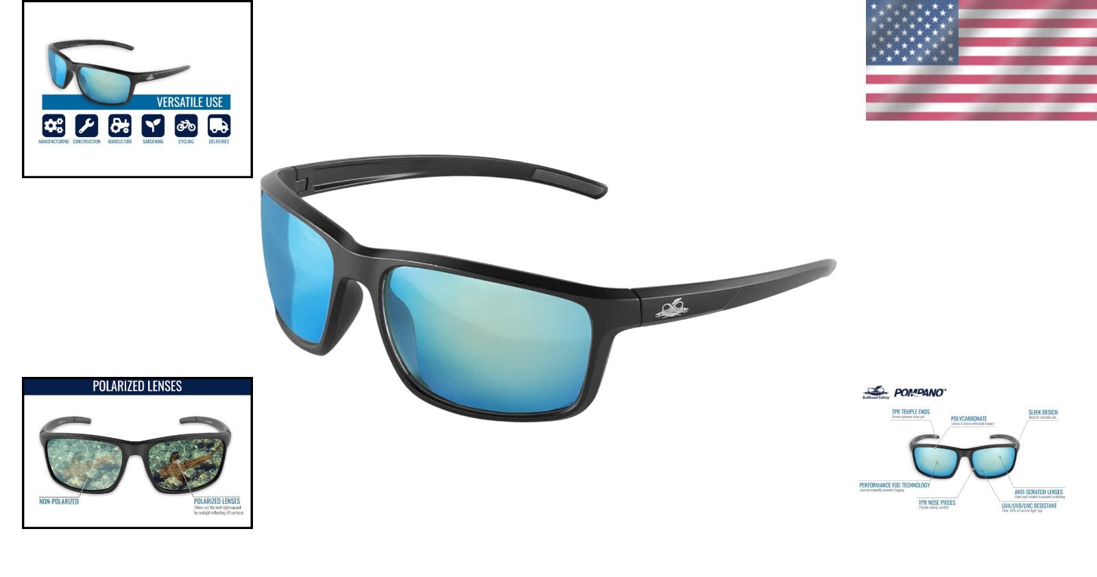 Lightweight ANSI Z87+ Polarized Safety Glasses with Performance Fog Technology