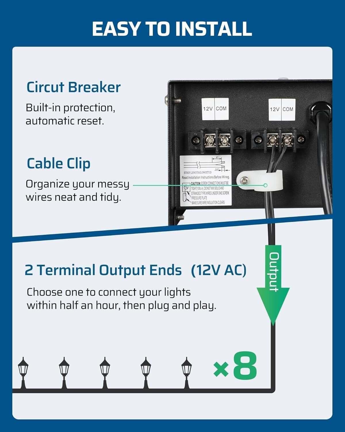 120W Weatherproof Landscape Transformer with Timer and Built-in Photocell Sensor