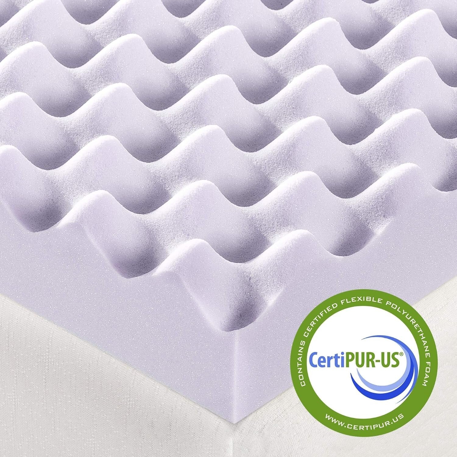 Full Size Egg Crate Memory Foam Topper - Soft Lavender Infusion for Comfort