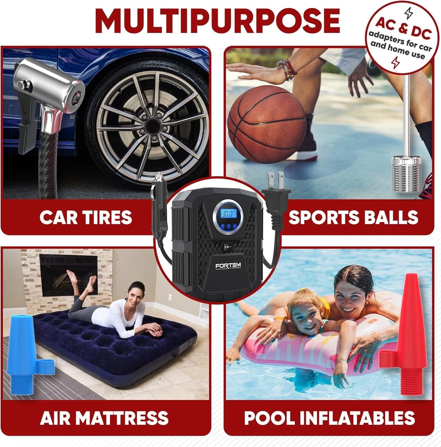 150 PSI Portable Tire Inflator with Digital Gauge & Auto Shut Off - Black