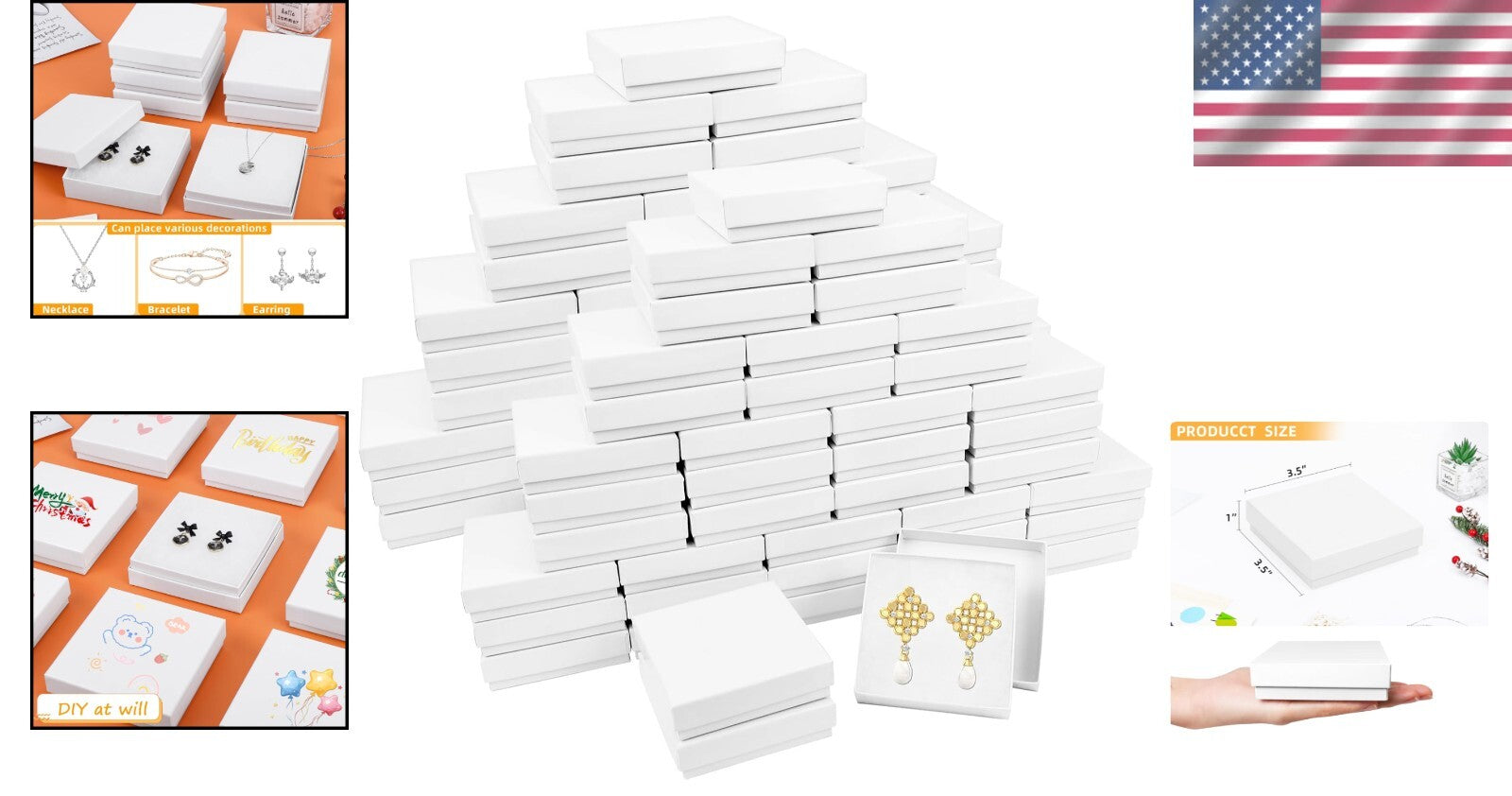 Customizable Cotton-Filled Jewelry Gift Boxes - Ideal for Gifts & Displays