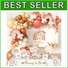 Load image into Gallery viewer, Elegant Boho Baby Shower Decorations - Complete Kit with Backdrop &amp; Tableware