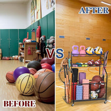Load image into Gallery viewer, Multifunctional Sports Equipment Garage Organizer with Storage Bins &amp; Bat Rack