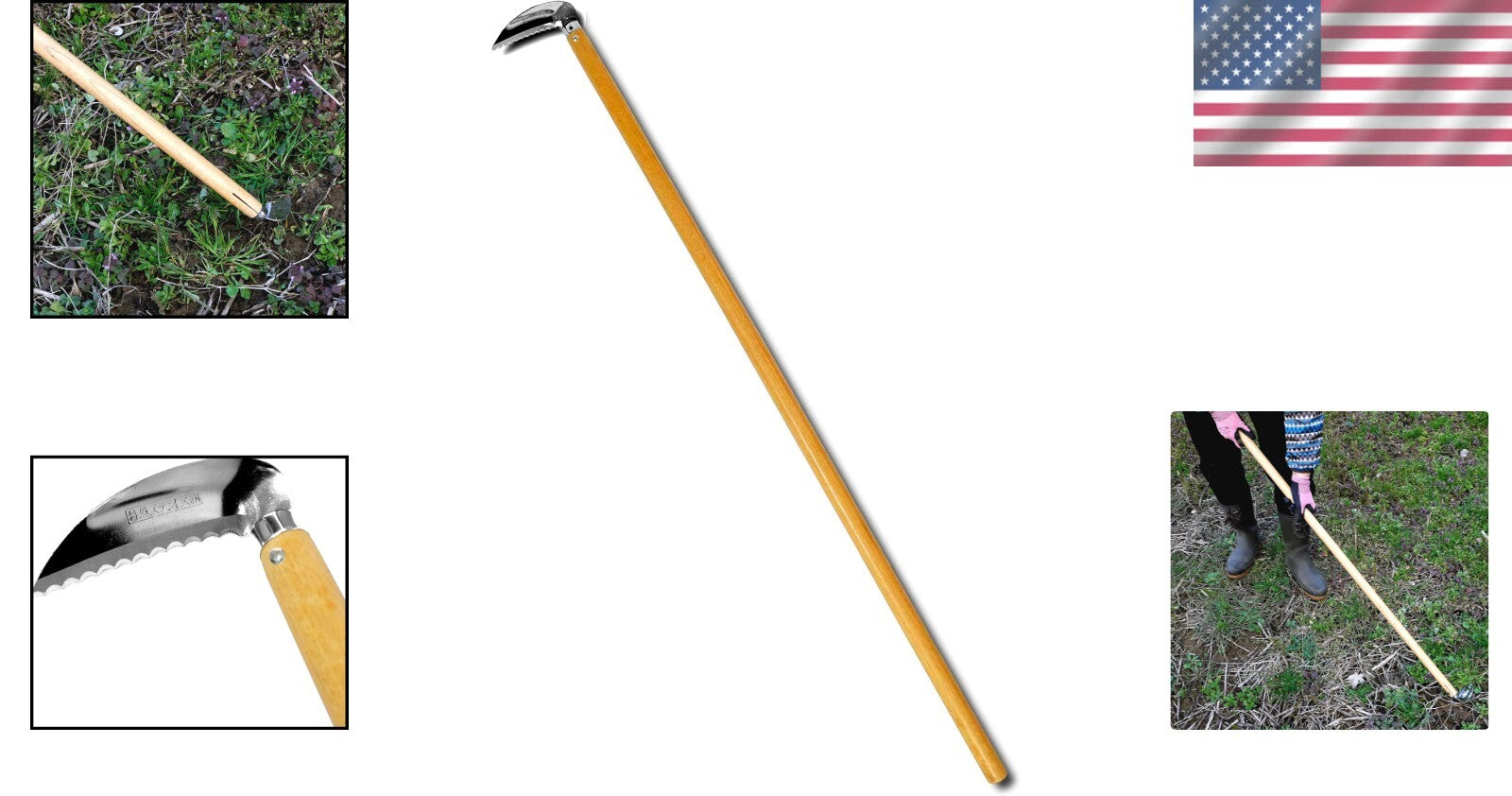 42-3/4" Japanese Long Handle Weeder - Heavy-Duty Stainless Steel Gardening Tool