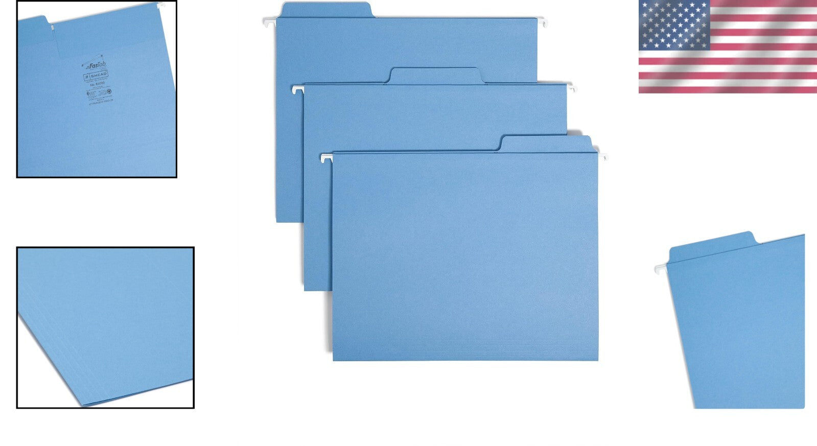 FasTab 200 Count Blue Hanging File Folders - Easy Labeling & Access, Letter Size