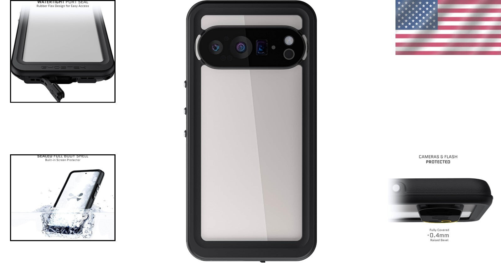 Clear Nautical Waterproof Case with Built-in Protector for Google Pixel 9 Pro