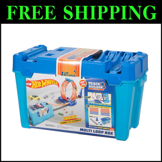 Creative Toy Car Track Builder with 10ft of Track & Stunts in Storage Bin