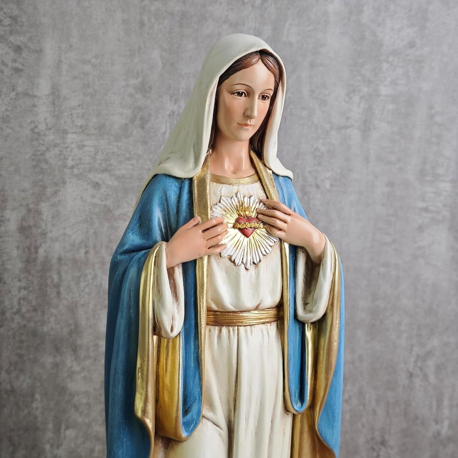 Stylish 16.5" Renaissance Mary Statue - Artistic Stone Resin for Faithful Spaces