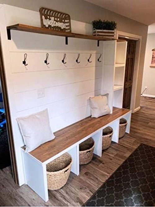 10" x 6" Matte Black Iron Shelf Brackets - 4-Pack for Industrial Style Shelving