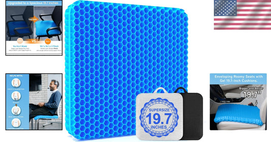 Breathable Large Gel Seat Cushion for Office, Car, & Wheelchair Use - 19.7''