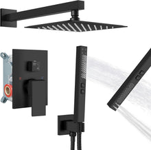 Load image into Gallery viewer, High-Pressure Matte Black Shower Faucet Set - Wall Mount 8" Rain &amp; Handheld