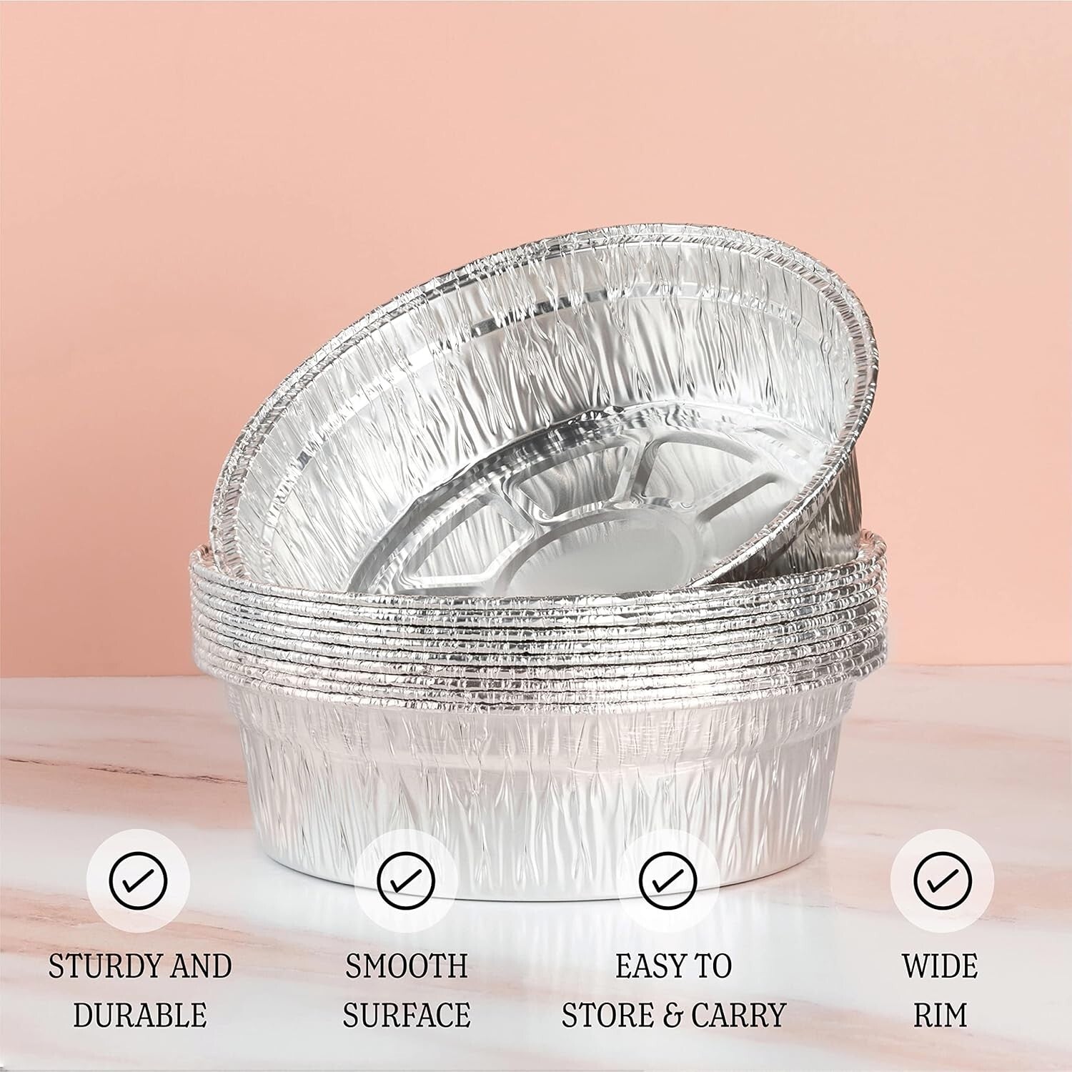 Heavy-Duty 9 Inch Round Aluminum Foil Pans - Ideal for Baking and Parties