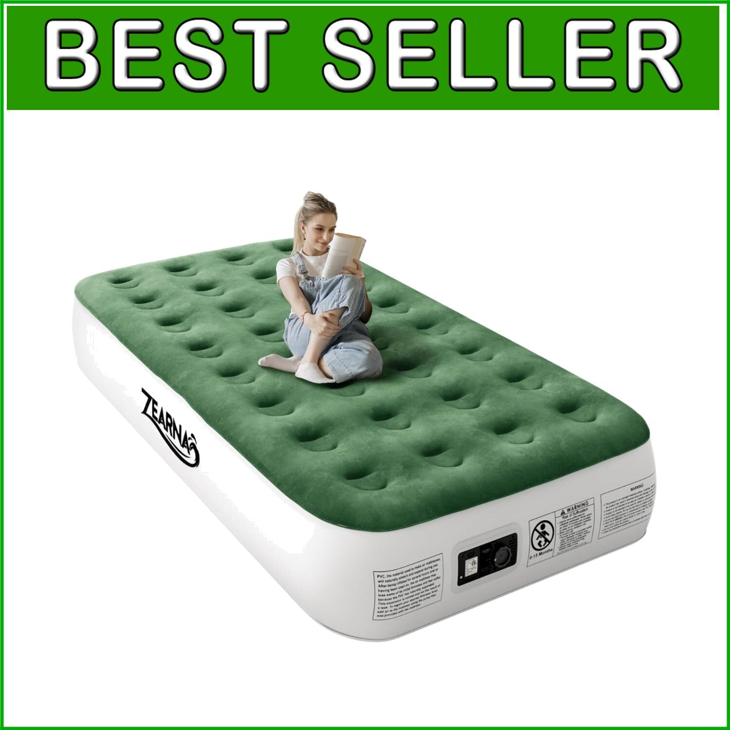 Portable Blow Up Mattress with Slip-Resistant Base - Ideal for Camping & Guests