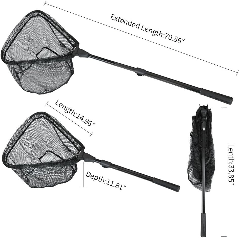 Folding Fishing Net with Triangular Hoop - Perfect for Freshwater & Saltwater