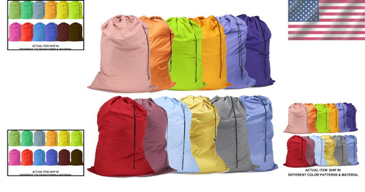Machine Washable Extra Large Drawstring Laundry Bags - 12 Pack for Everyday Use