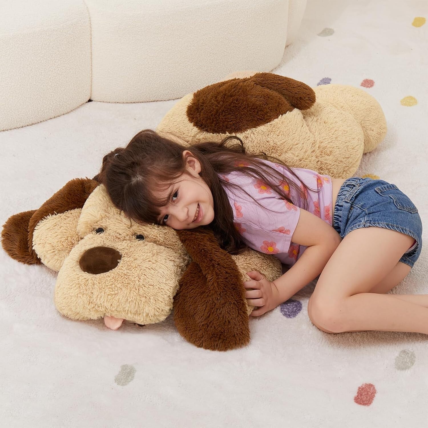 Oversized 40-Inch Brown Dog Plush Toy – Ultimate Comfort for Kids' Rooms