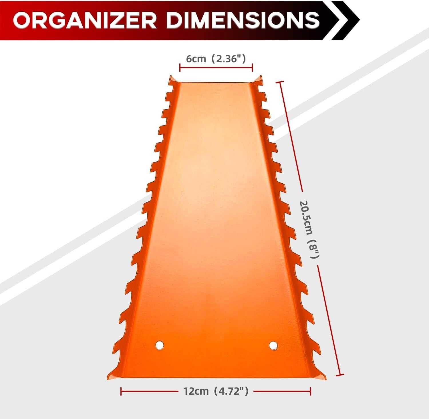 Compact Metal Wrench Organizer for Wall or Drawer - 104 Slots, 8 Orange Racks