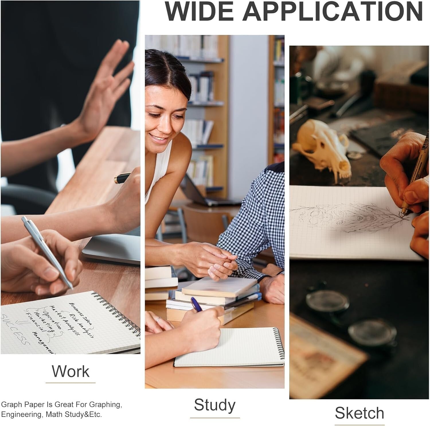 18-Pack A5 Top Wirebound Graph Paper Notebooks - Perfect for Sketching & Design