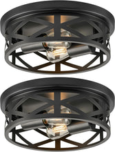 Load image into Gallery viewer, Modern Black Farmhouse Flush Mounts - 11" Adjustable Ceiling Lights Set of 2