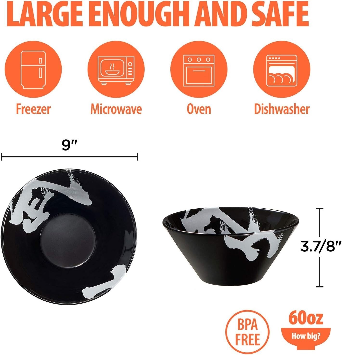 Microwave & Dishwasher Safe Large Ceramic Ramen Bowls - Elegant Japanese Set