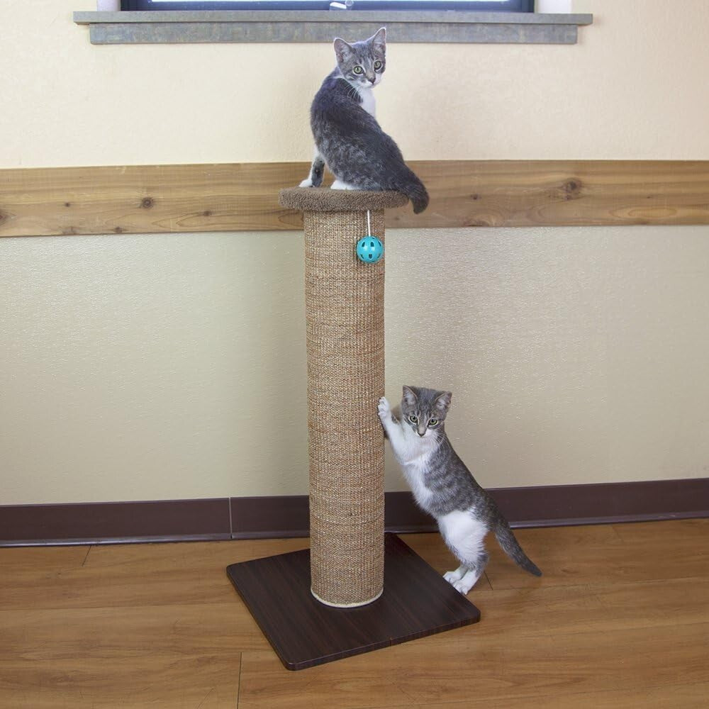 Eco-Friendly Natural Sisal Scratcher Post - 15.75" Square Base, Cat Gift