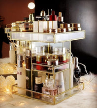 Load image into Gallery viewer, Handmade 360° Rotating Makeup Organizer - Antique Gold Finish &amp; Tabletop Design