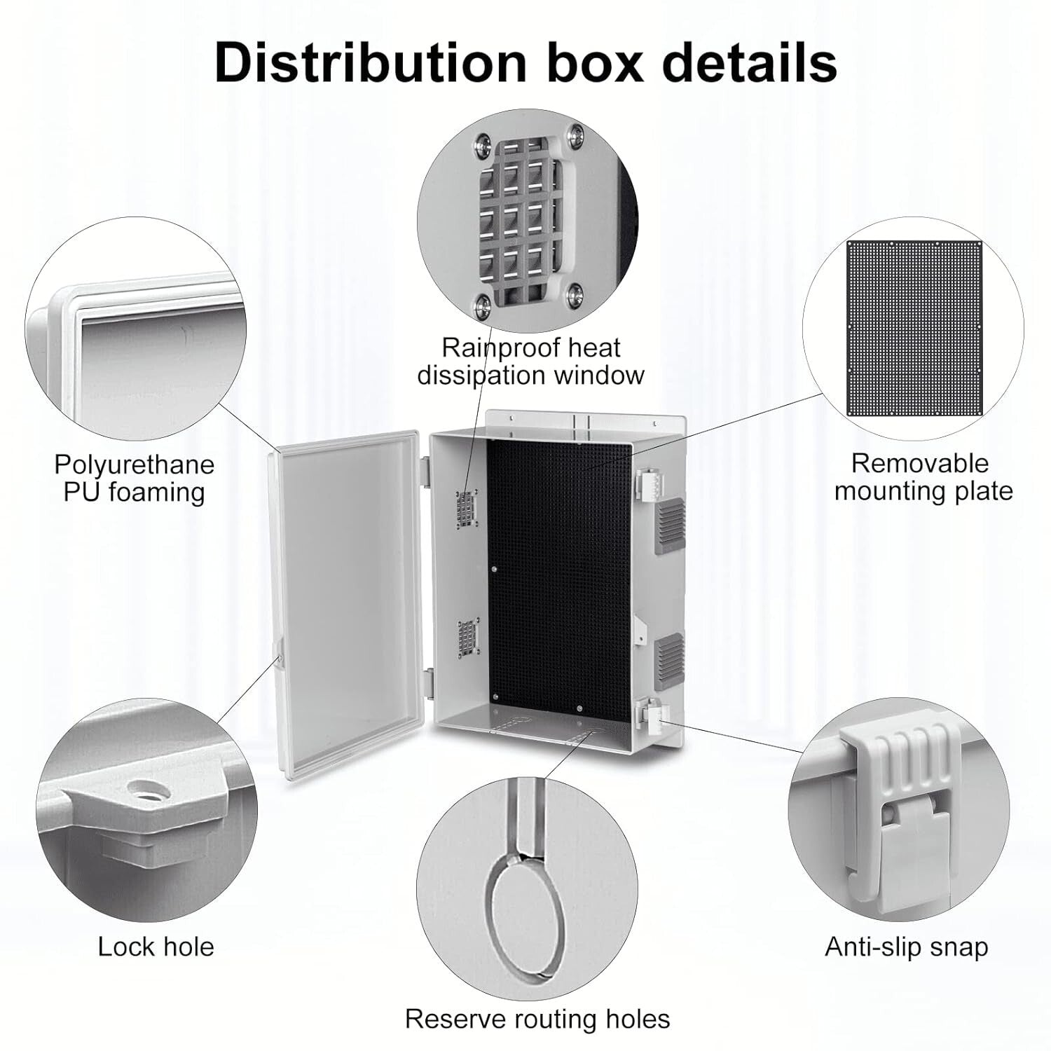 Large Outdoor Electrical Junction Box with Rainproof Louvers & Safety Lock Holes