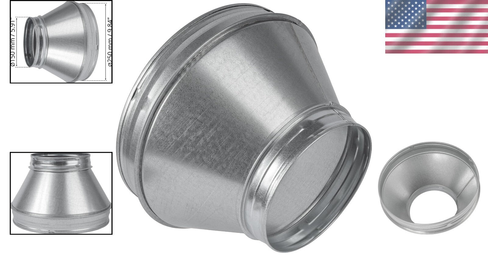 10" to 6" Galvanized Steel Duct Adapter - Perfect for HVAC & Volume Control