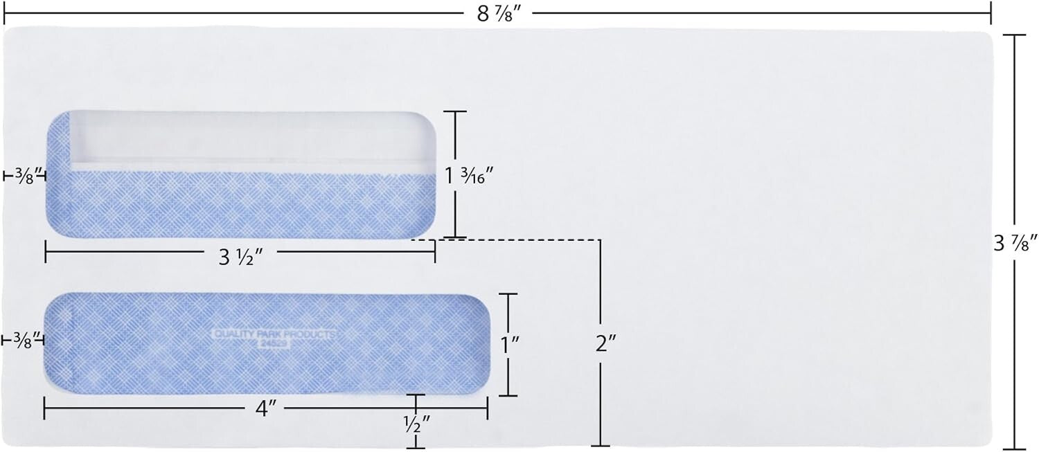 Secure Self-Seal Double Window Envelopes - 500 Count, Ideal for Invoicing