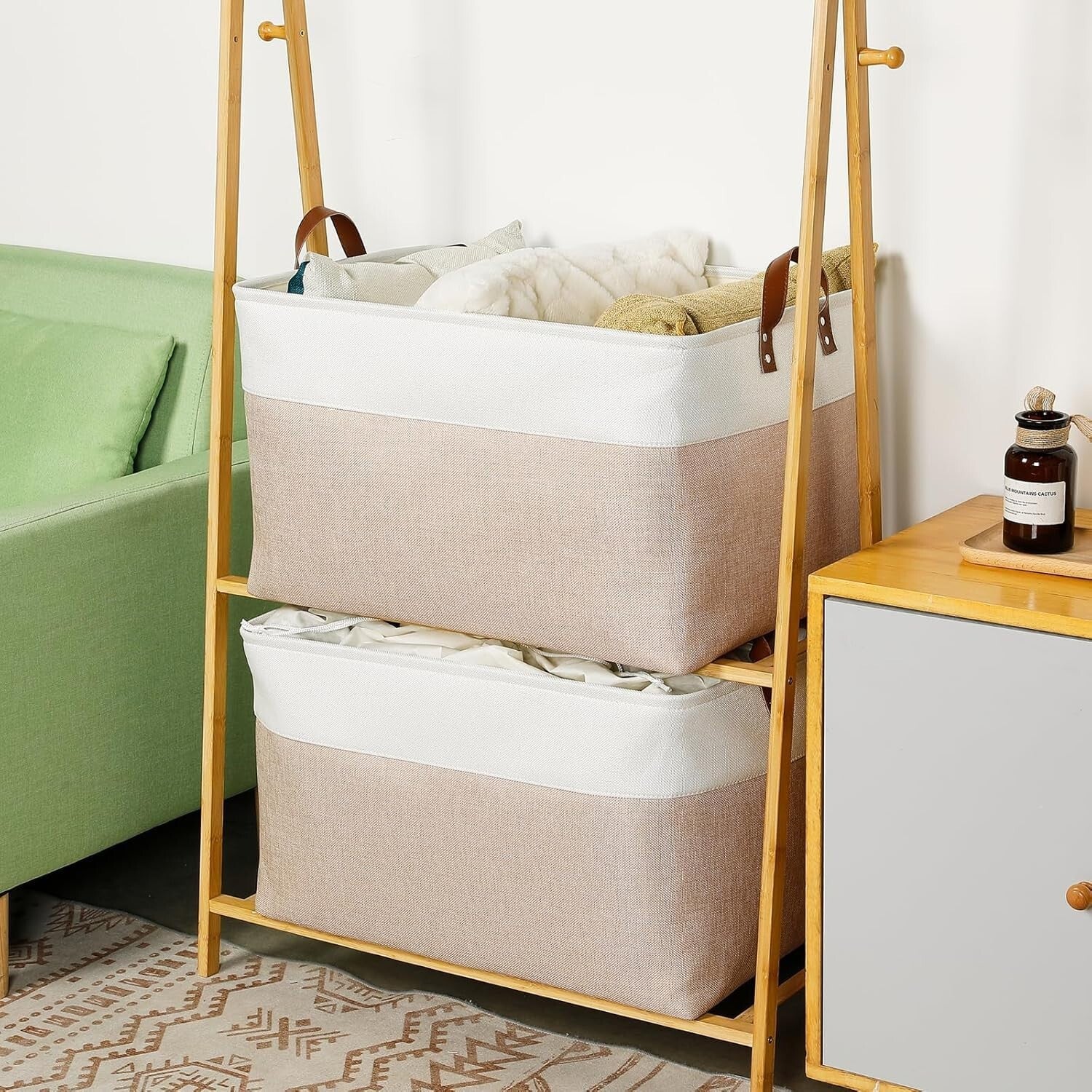 Extra Large Fabric Storage Baskets - 22" x 15" x 13" - Stylish Organization