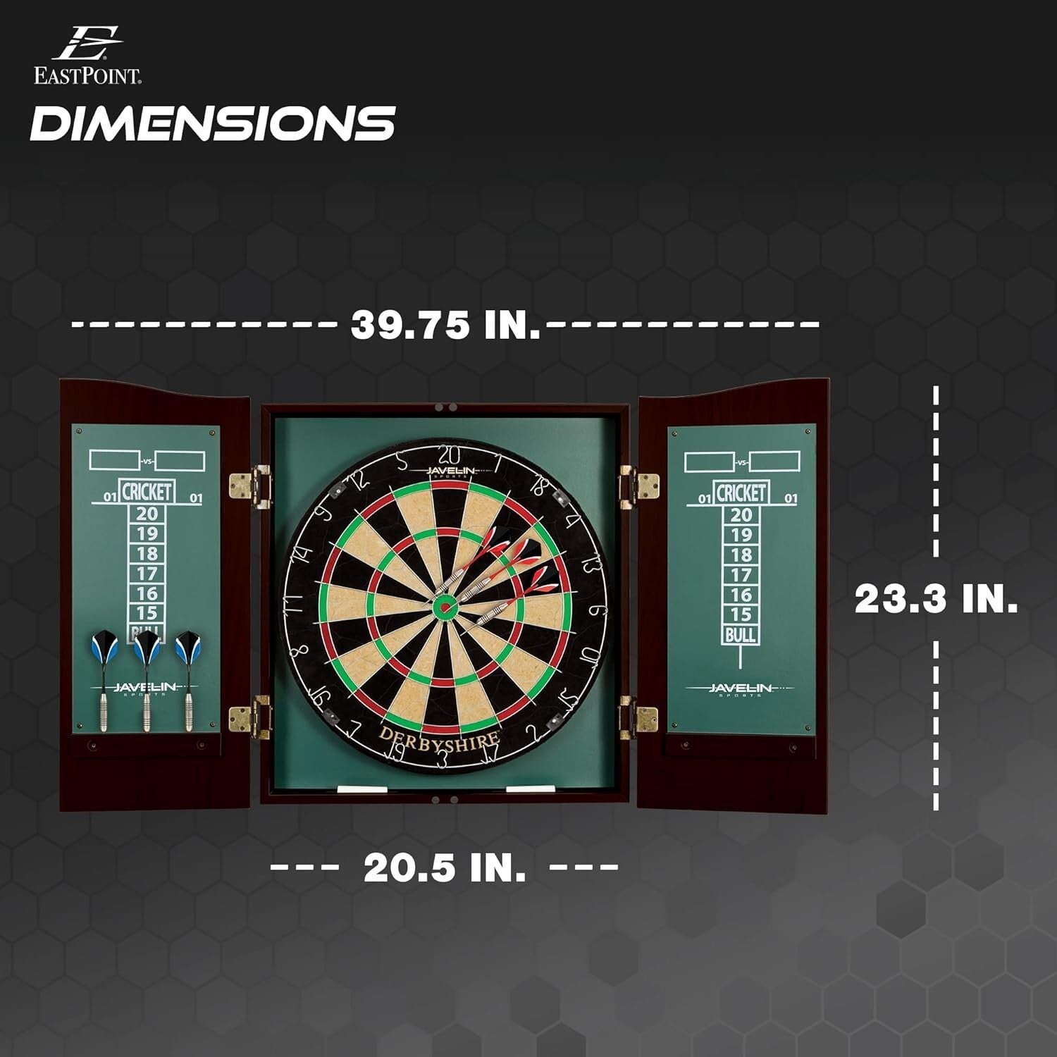 Dartboard and Stylish Cabinet Set - Includes 6 Steel Tip Darts & Scoreboards