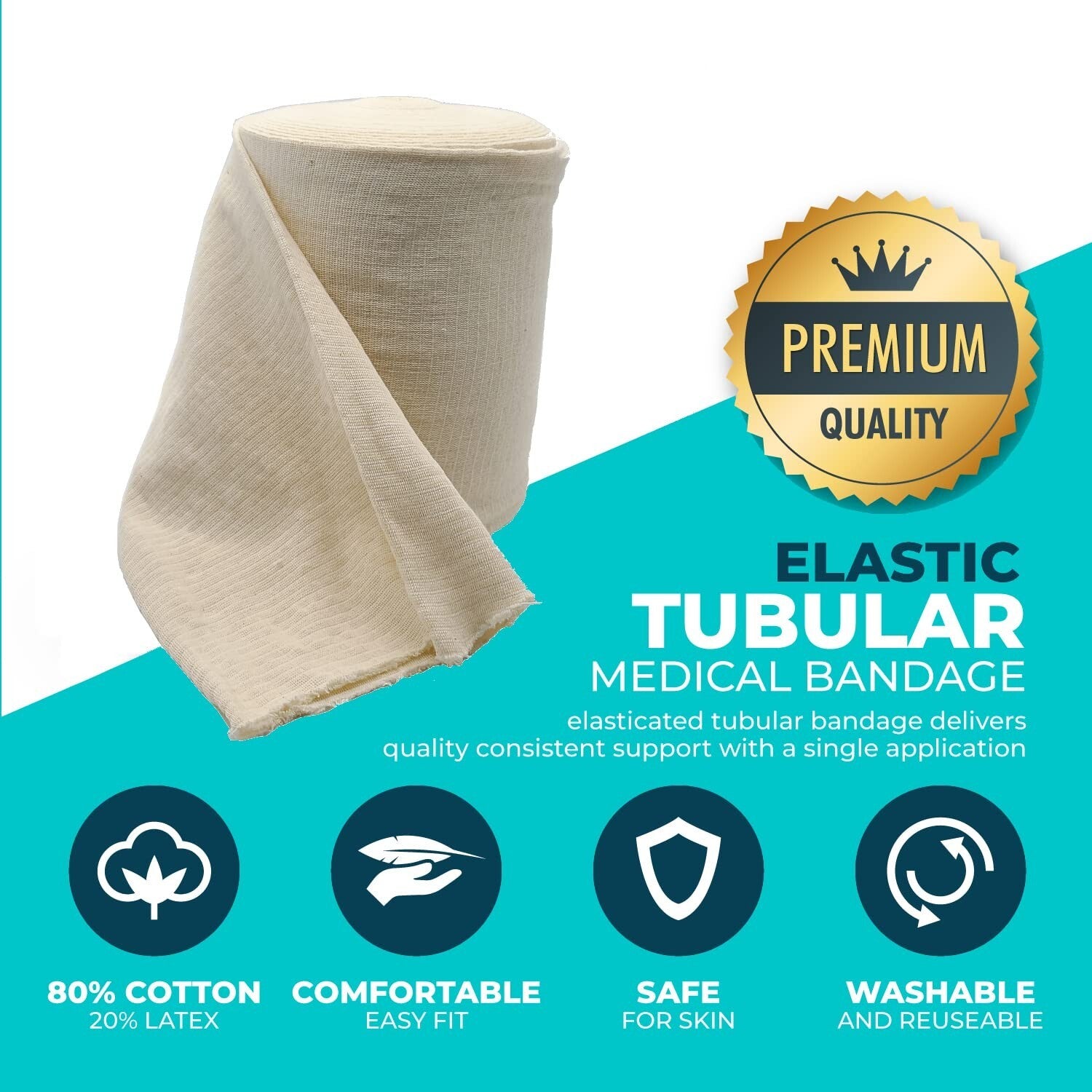 Elastic Tubular Bandage for Injury Support - 6.9" x 33' with Cutting Scissors