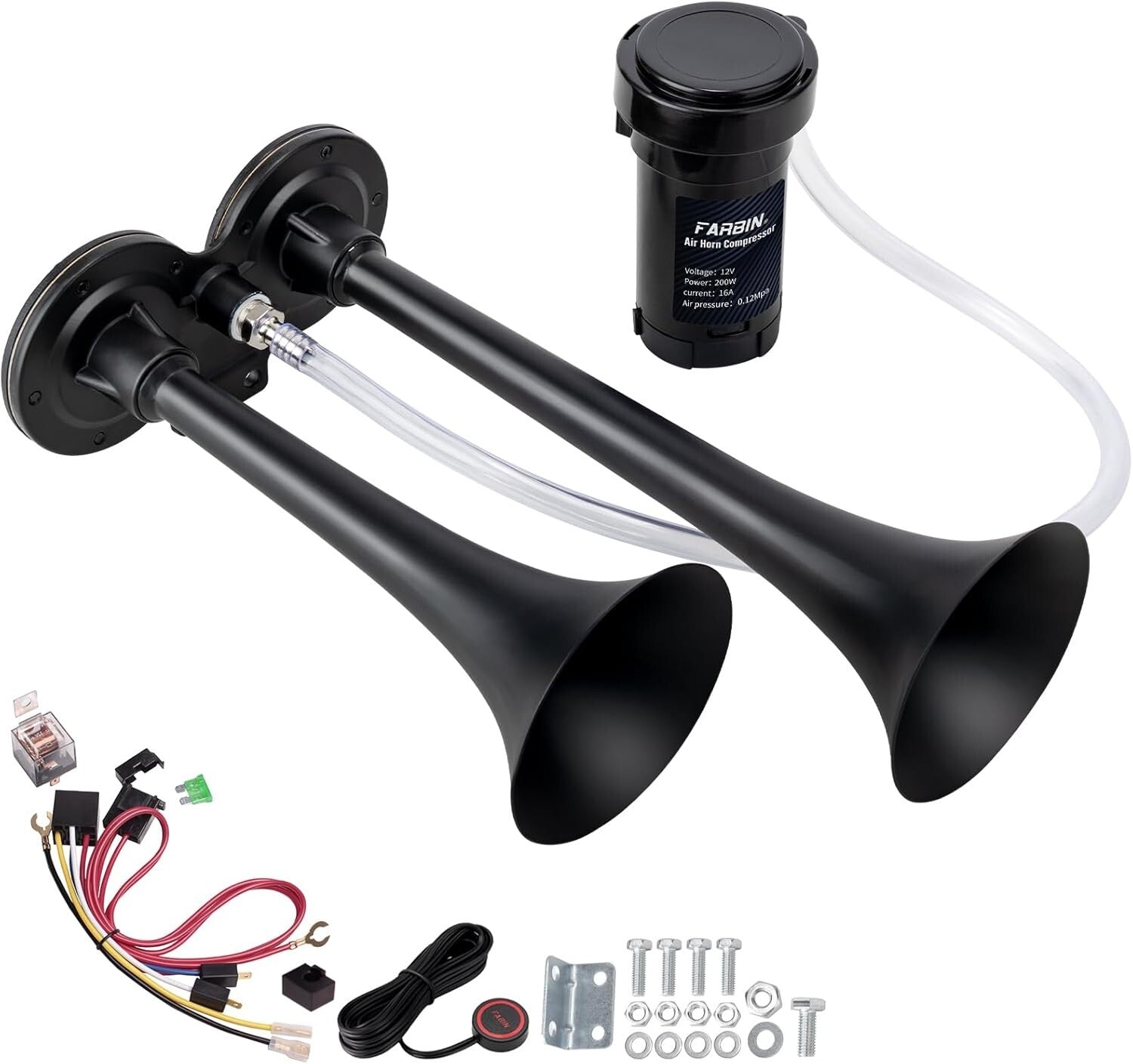 Powerful 150dB Train Horn Kit for Cars and Trucks – Loud Dual Trumpet Design