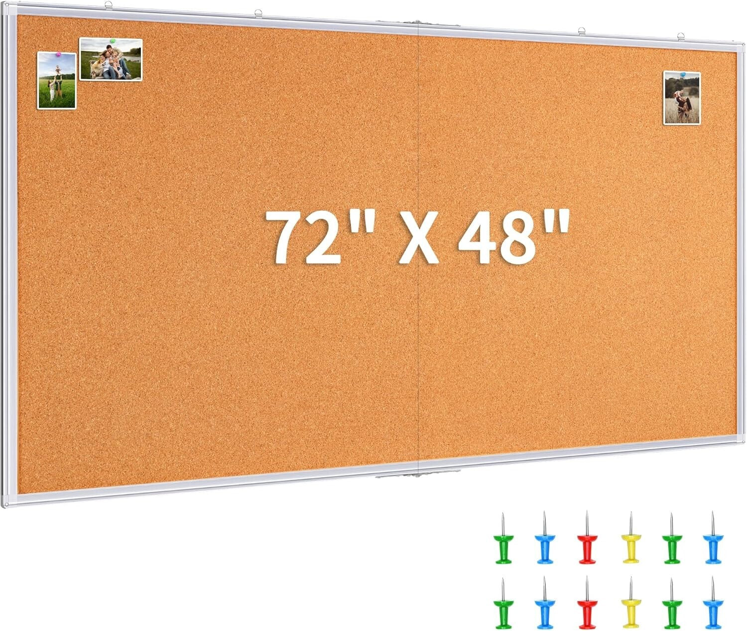 Large 72x48 in Aluminum Framed Cork Board - Foldable Office & Home Display