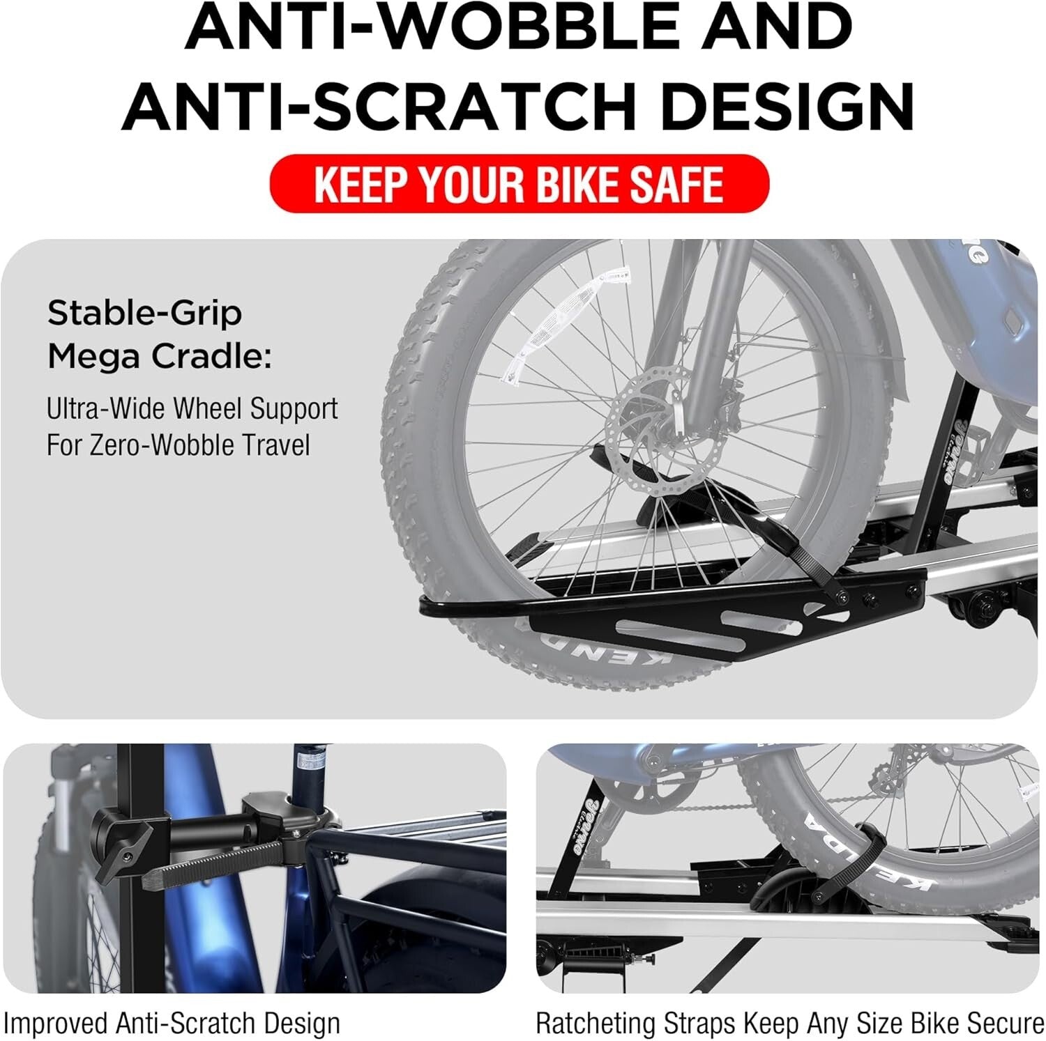 Heavy-Duty Hitch Mount Bike Rack for E-Bikes - Fits SUVs & RVs with 2” Receiver