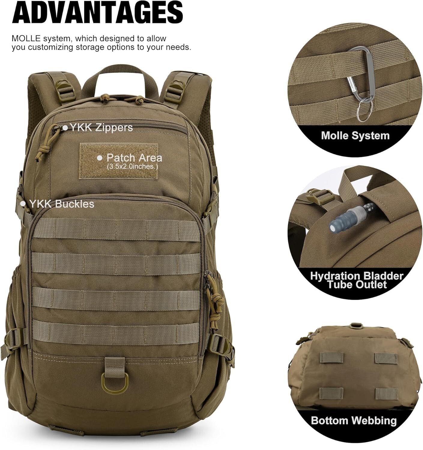 Versatile 25L Tactical Hiking Backpack - Molle System for Outdoor Adventures