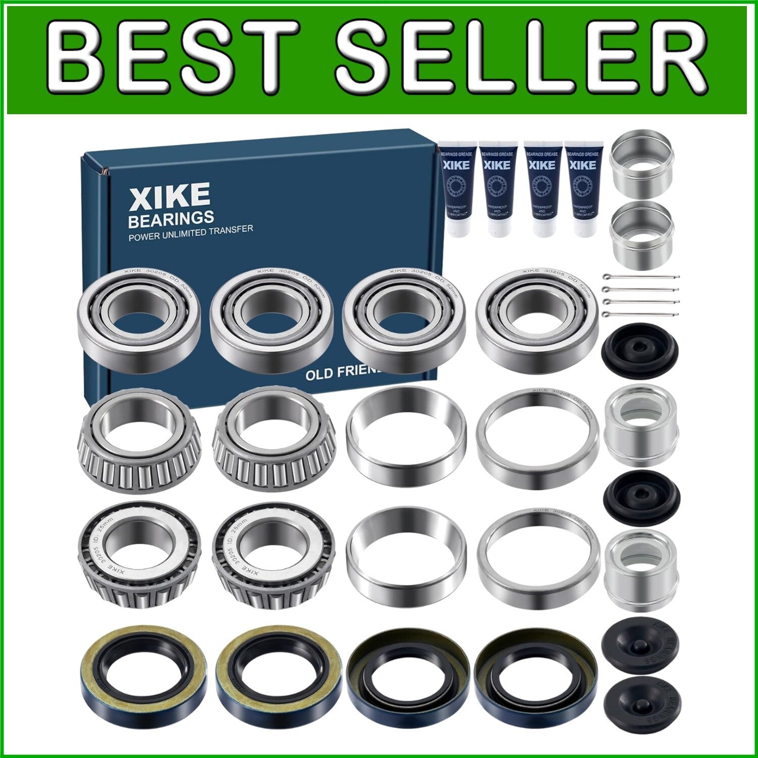 Alloy Steel 4 Set Trailer Wheel Hub Kit with Dust Cover & Cotter Pin Included