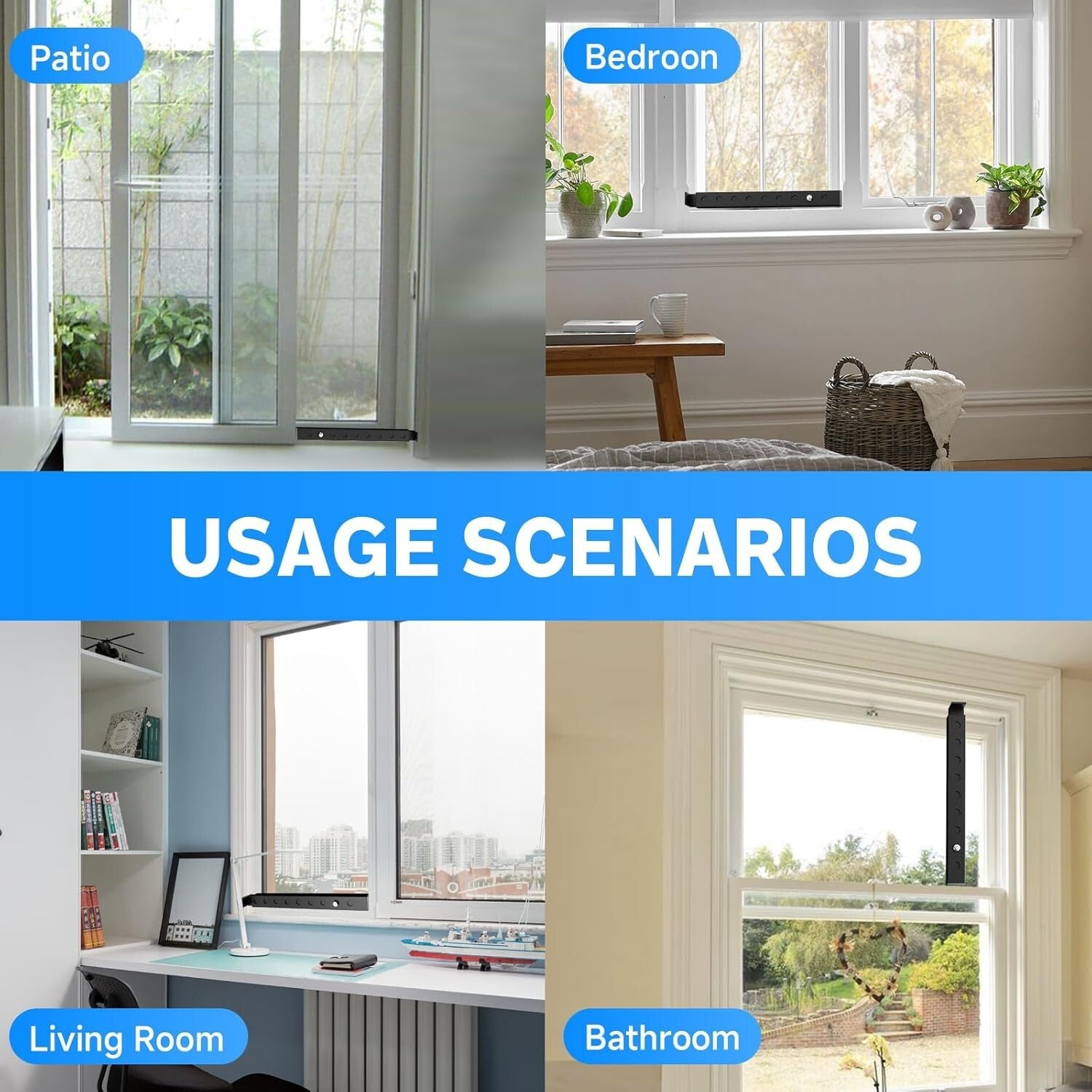 4 Pcs Vertical Window Security Bars - Adjustable Lengths for Enhanced Safety