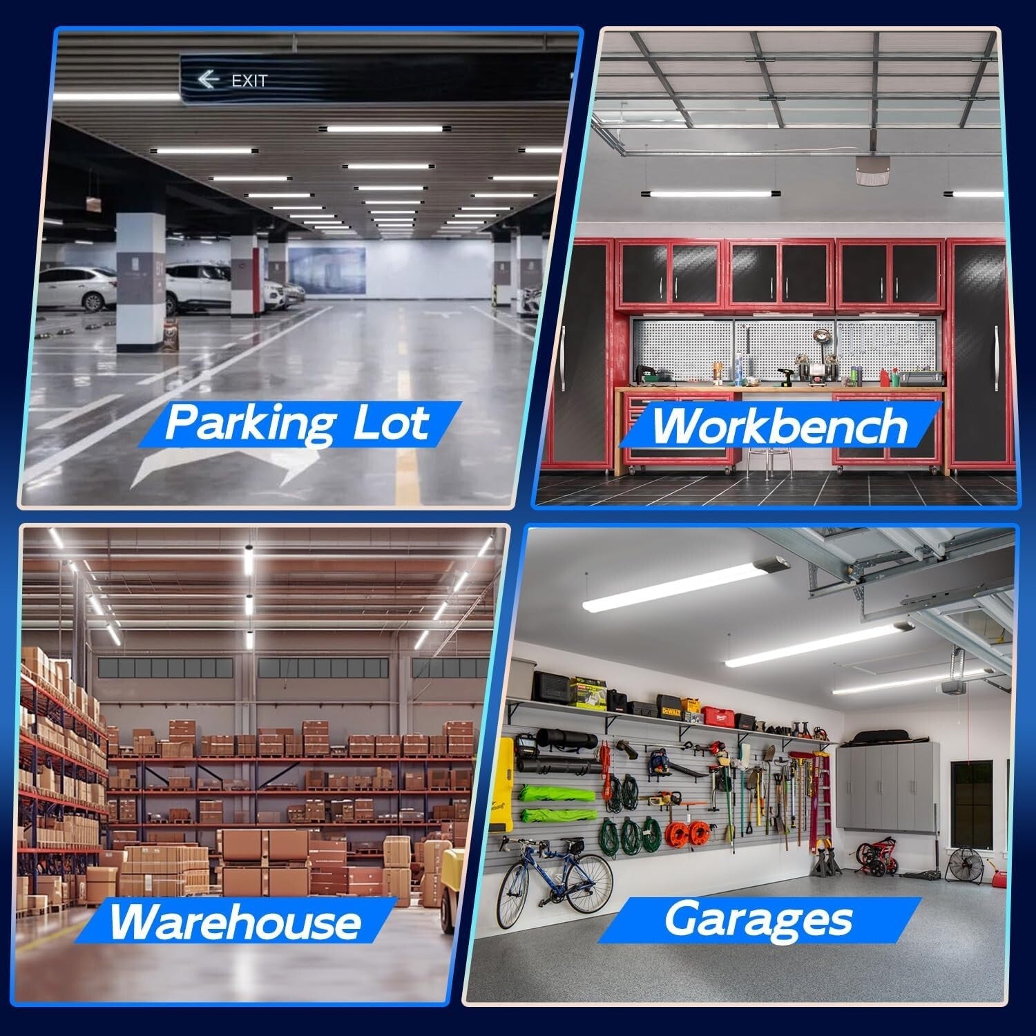 Modern 4 Pack 4FT LED Shop Light with 4400 Lumens – ETL Certified & Durable