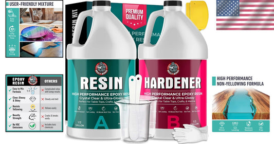 Crystal Clear Epoxy Resin 1 Gallon Kit - Self-Leveling, UV & Impact Resistant