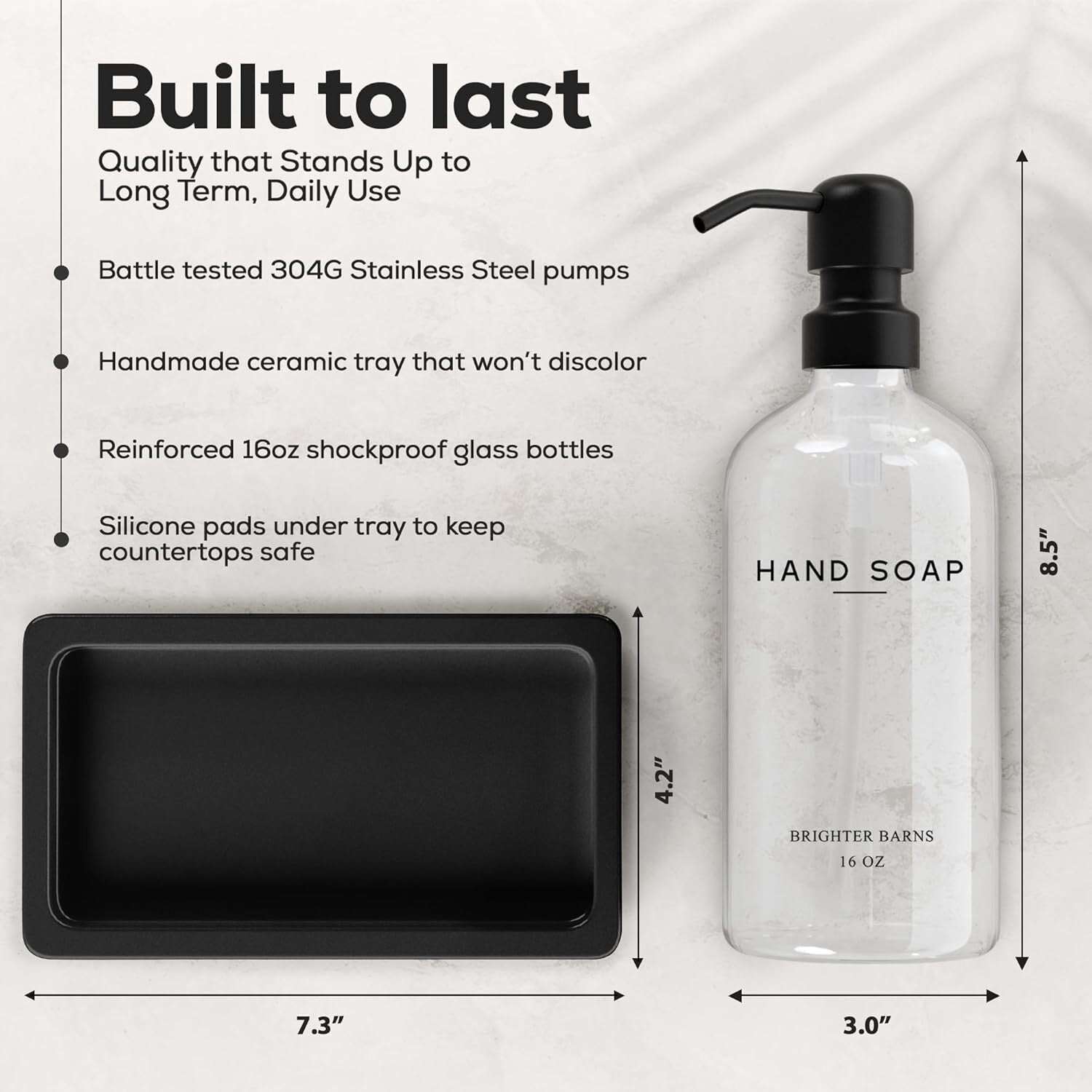 Refillable Soap Dispenser Set with Sleek Stainless Steel Pumps & Gift Packaging