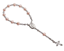 Load image into Gallery viewer, Special Occasion Sterling Silver Pink Baby Rosary - Elegant Christening Keepsake