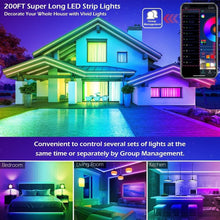 Load image into Gallery viewer, Flexible 200ft RGB LED Light Strips for Home &amp; Party – Easy Install, Music Sync