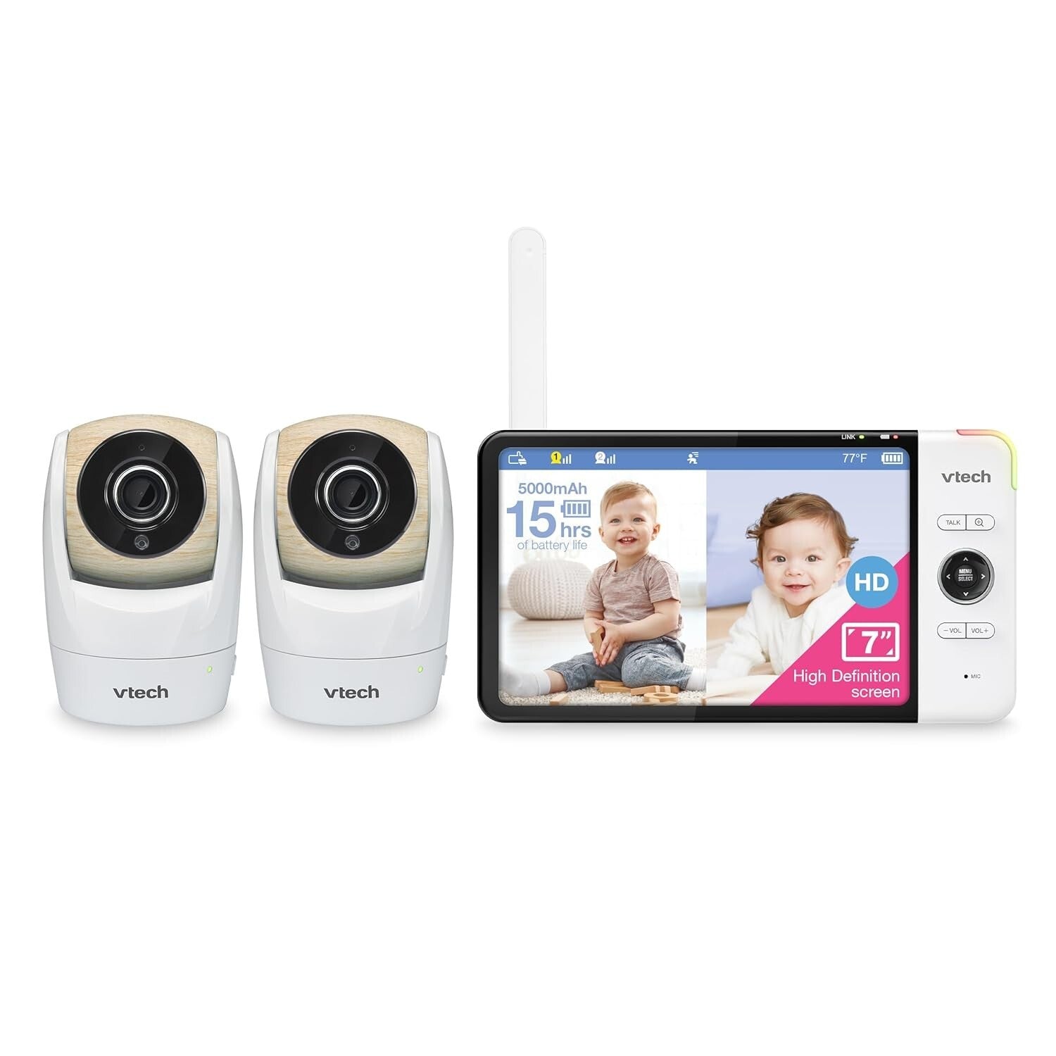 Baby Monitor with 7" Screen, Pan & Tilt Cameras, 1000ft Range - Ultimate Safety