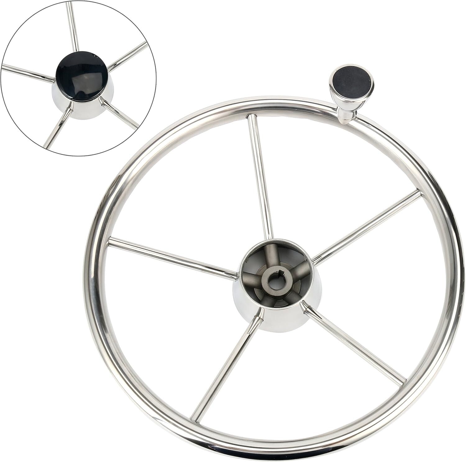 Premium 13.5-Inch Stainless Boat Steering Wheel - Polished Finish Included