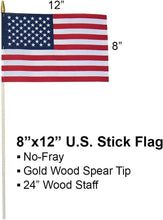 Load image into Gallery viewer, Patriotic 24-Pack of Lightweight American Flags on Birch Handles - Garden Ready
