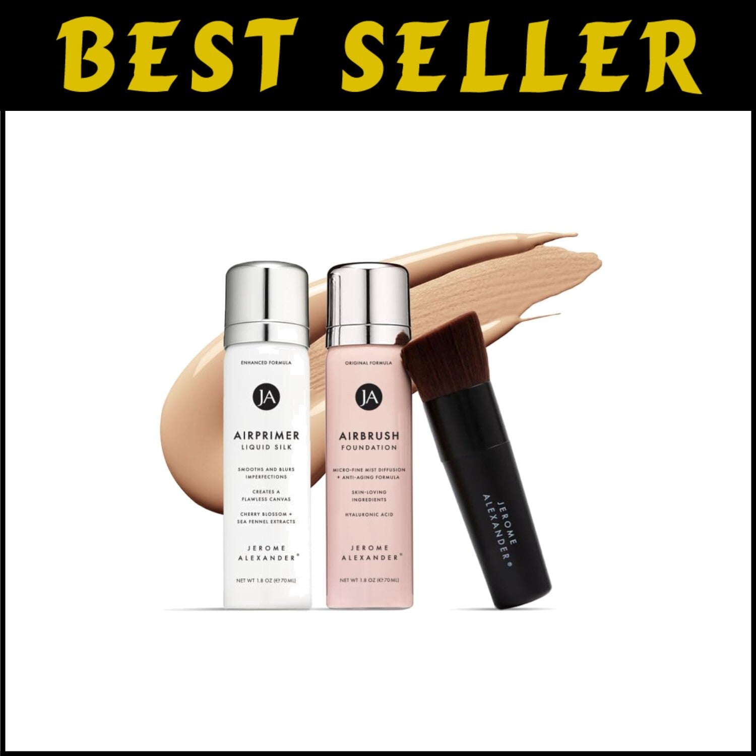Lightweight Spray Foundation Set with Anti-Aging Elements & Dual Brushes - Fair