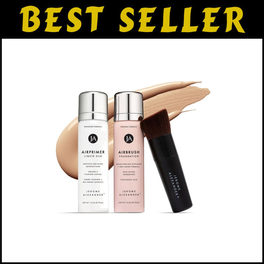 Lightweight Spray Foundation Set with Anti-Aging Elements & Dual Brushes - Fair